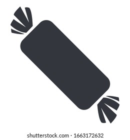 Vector Single Black Silhouette Icon - Wrapped Candy
