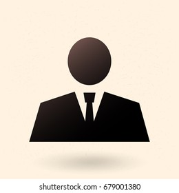 Vector Single Black Silhouette Icon - Geometrical Businessman