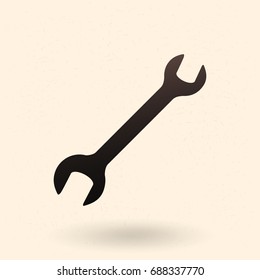 Vector Single Black SIlhouette Icon - Wrench Mechanical Tool