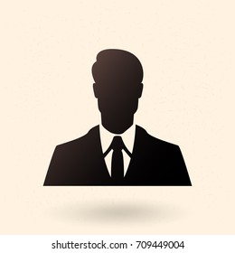 Vector Single Black Silhouette Icon - Businessman in Suit