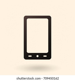 Vector Single Black Silhouette Icon - Smartphone with three Buttons