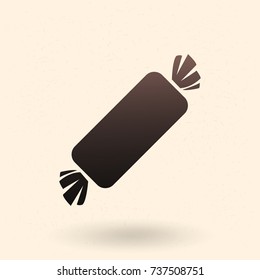 Vector Single Black Silhouette Icon - Wrapped Candy