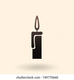 Vector Single Black Silhouette Icon - Burning Candle