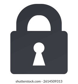 Vector Single Black Silhouette Padlock Icon with a Keyhole