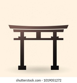 Vector Single Black Silhouette Shinto Torii Gate Icon