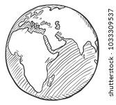 Vector Single Black Sketch Globe Illustration. Planet Earth.
