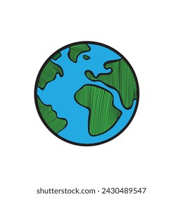 In: Vector Single Black Sketch Globe Illustration. Planet Erde.Abbildung eps10 