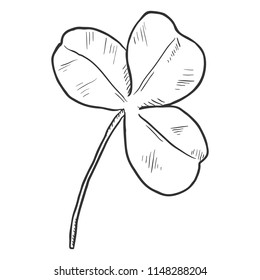 Vector SIngle Black Sketch Illustration - Three-Leaf Clover