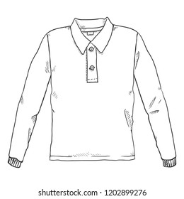 Vector Single Black Sketch Illustration - Rugby Shirt on White Background