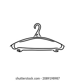 Vector Single Black Sketch Wardrobe Shoulder Hanger.