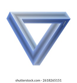 Vector single blue impossible triangle icon isolated on white background.
