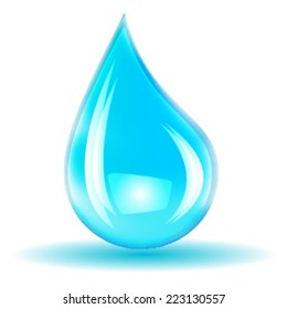 Vector Single Blue Shiny Water Drop Isolated on the White Background . Logo Design .