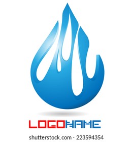 Vector Single Blue Water Drop Isolated on the White Background . Logo Design . 