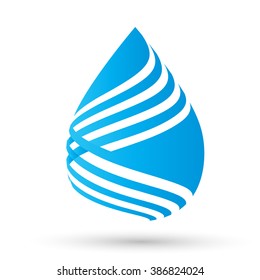 Vector Single Blue Water Drop Isolated on the White Background. 