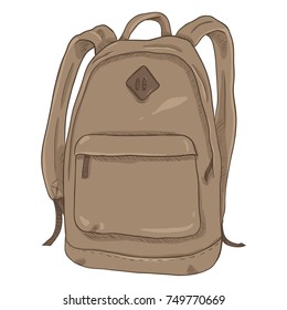 Vector Single Brown Cartoon Casual Urban Style Backpack