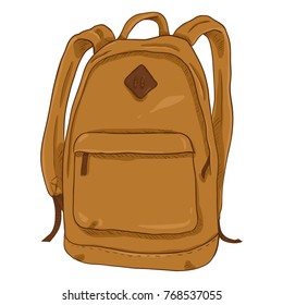 Vector Single Brown Cartoon Casual Urban Style Backpack