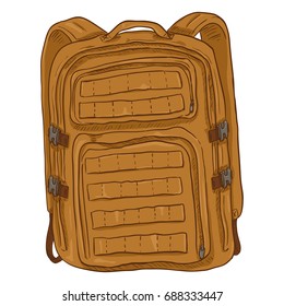 Vector Single Brown Cartoon Tactical Army Backpack