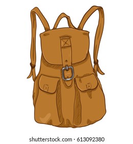 Vector Single Brown Leather Female Casual Backpack
