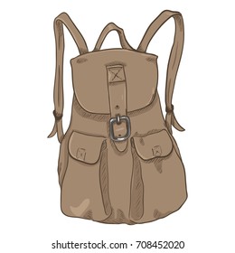 Vector Single Brown Leather Female Casual Backpack