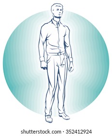 Vector Single Business Man. Man is Standing. 