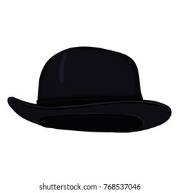 Realistic Black Bowler Hat Isolated On Stock Vector (Royalty Free ...