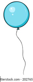 Vector Single Cartoon Blue Balloon