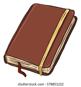 Vector Single Cartoon Brown Leather Diary on White Background