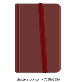 Vector Single Cartoon Brown Leather Diary on White Background