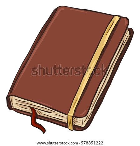 Vector Single Cartoon Brown Leather Diary on White Background