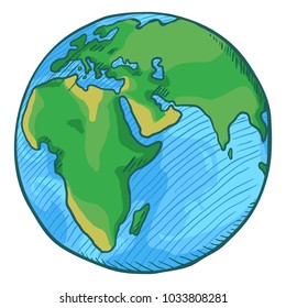 Vector Single Cartoon Color Globe Illustration. Planet Earth.