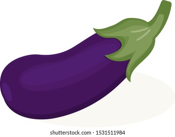 Vector Single Cartoon Eggplant. Eggplant on the white backgraund