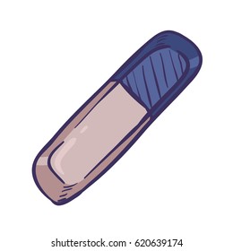 Vector Single Cartoon Eraser on White Background