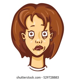 Vector Single Cartoon Female Character Emotion. Freaked Out Woman