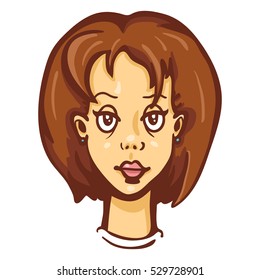 Vector Single Cartoon Female Character Emotion. Calm Woman