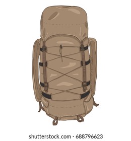 Vector Single Cartoon Heave Brown Hiking Backpack