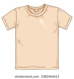 Vector Single Cartoon Illustration - Beige T-shirt