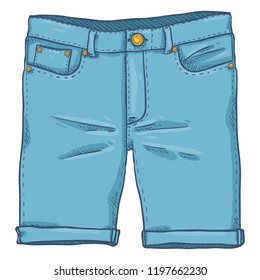 Vector Single Cartoon Illustration - Blue Denim Jeans Shorts