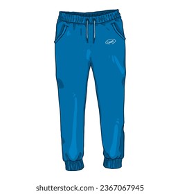 Vector Single Cartoon Illustration - Blue Training Pants