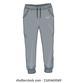 Vector Single Cartoon Illustration - Gray Training Pants on White Background