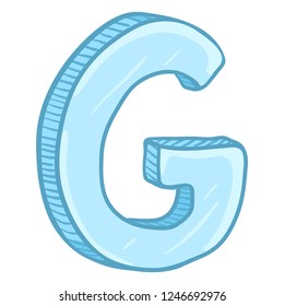 Vector Single Cartoon Illustration - Ice Blue Letter G