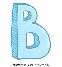 Vector Single Cartoon Illustration - Ice Blue Letter B