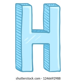 Vector Single Cartoon Illustration - Ice Blue Letter H