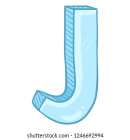 Vector Single Cartoon Illustration - Ice Blue Letter J