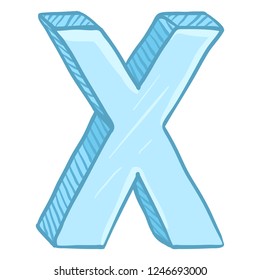 Vector Single Cartoon Illustration - Ice Blue Letter X