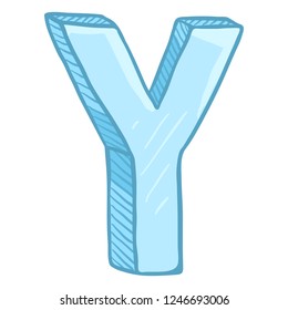 Vector Single Cartoon Illustration - Ice Blue Letter Y