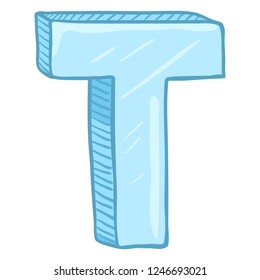 Vector Single Cartoon Illustration - Ice Blue Letter T