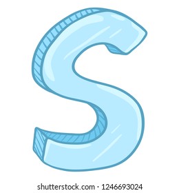 Vector Single Cartoon Illustration - Ice Blue Letter S