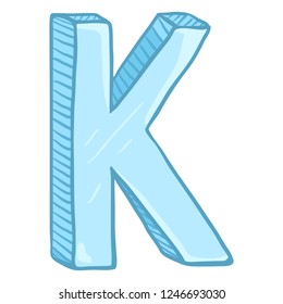 Vector Single Cartoon Illustration - Ice Blue Letter K