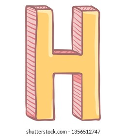 Vector Single Cartoon Illustration - The Letter H