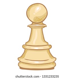 Vector Single Cartoon Illustration - White Pawn Chess Figure.